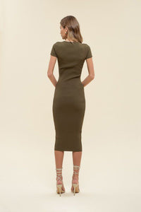 Wardrobe Capsule Knit Dress in Olive