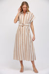 Windsor Linen Striped Midi Dress