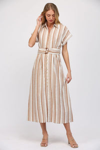 Windsor Linen Striped Midi Dress