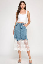 Load image into Gallery viewer, Casually Sophisticated Denim Mix Skirt
