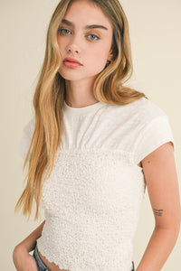 Daring Charm White Smocked Tee