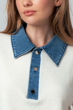 Load image into Gallery viewer, Tell Me More Denim Contrast Polo
