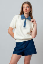 Load image into Gallery viewer, Tell Me More Denim Contrast Polo
