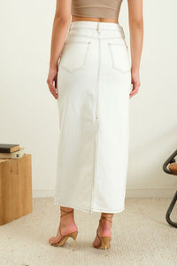 Elevated Essentials White Denim Midi Skirt