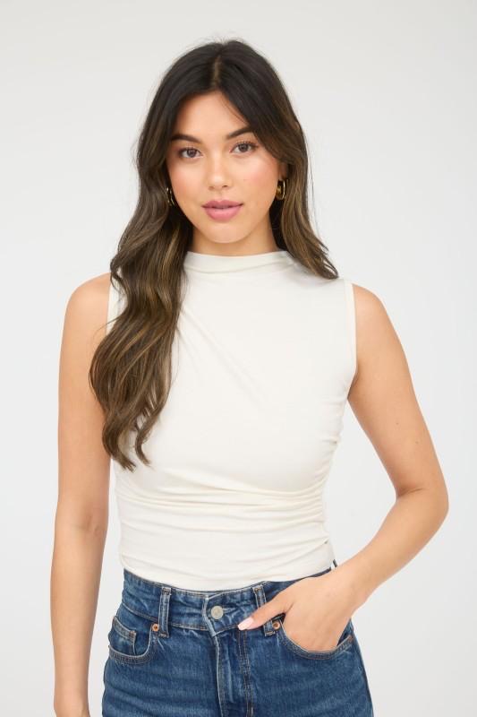 Elevated Essentials - The Mock Neck Tee in Cream