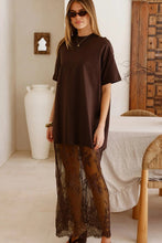 Load image into Gallery viewer, Sweet Intentions Lace Mix Dress in Brown
