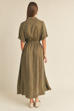 Load image into Gallery viewer, Olive Cupro Tencel Shirtdress
