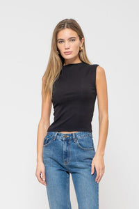 Elevated Essentials Black Mock Neck Tank