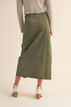 Load image into Gallery viewer, Washed Olive Maxi Skirt
