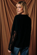 Load image into Gallery viewer, Just Call Me Later Lace Overlay Tee in Black
