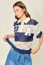 Load image into Gallery viewer, Making Moves Lace Polo Top
