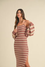 Load image into Gallery viewer, Rosebud Stripe Ribbed Dress Set
