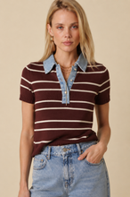 Load image into Gallery viewer, Still Thinking Knit x Denim Polo
