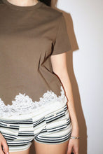 Load image into Gallery viewer, Hint of Lace Crew Tee in Mocha Combo
