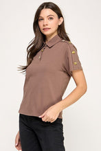 Load image into Gallery viewer, She’s Charmed Mocha Polo Top
