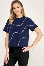 Load image into Gallery viewer, Glimmer Waves Tee in Navy
