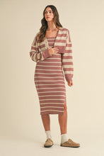 Load image into Gallery viewer, Rosebud Stripe Ribbed Dress Set
