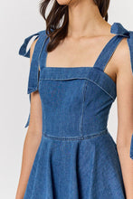 Load image into Gallery viewer, Denim &amp; Bows Pleated Dress
