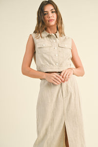 Agency Linen in Oatmeal ( Skirt + Vest)