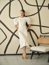 Load image into Gallery viewer, Riley Puff White Denim Dress
