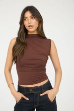 Load image into Gallery viewer, Elevated Essentials - The Mock Neck Tee in Brown

