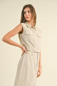 Agency Linen in Oatmeal ( Skirt + Vest)