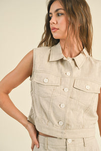 Agency Linen in Oatmeal ( Skirt + Vest)