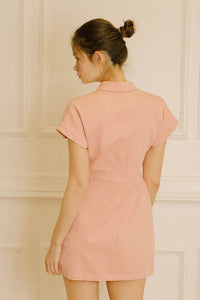 La Chemise Twill Dress in Peach