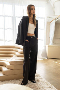 Elevated Essentials Black Pleated Trousers