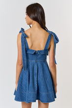 Load image into Gallery viewer, Denim &amp; Bows Pleated Dress
