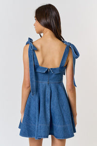 Denim & Bows Pleated Dress