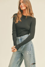 Load image into Gallery viewer, Long Sleeve Ribbed Top in Black
