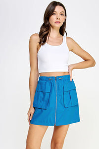 Cool Vibes Cargo Skirt in Cobalt