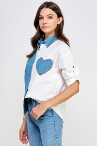 Denim Hearts Duo Button Down