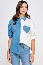 Load image into Gallery viewer, Denim Hearts Duo Button Down
