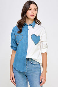 Denim Hearts Duo Button Down