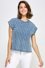 Load image into Gallery viewer, Denim Quilted Bling Tee
