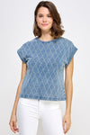 Denim Quilted Bling Tee