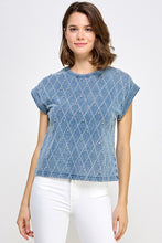 Load image into Gallery viewer, Denim Quilted Bling Tee
