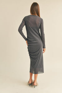 Shimmer Mesh Ruched Dress