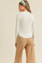 Load image into Gallery viewer, Long Sleeve Ribbed Top in White
