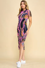 Load image into Gallery viewer, Swirled Out Mesh Ruched Dress
