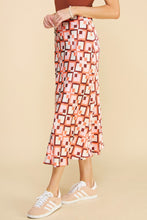 Load image into Gallery viewer, Mocha Blush Geo Silk Skirt
