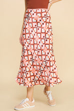 Load image into Gallery viewer, Mocha Blush Geo Silk Skirt
