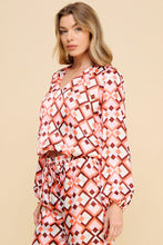 Load image into Gallery viewer, Mocha Blush Geo Silk Blouse
