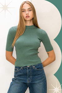 She’s Cool Mock Neck Sweater in Teal