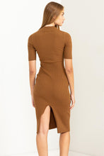 Load image into Gallery viewer, Love Lane Ribbed Dress in Camel
