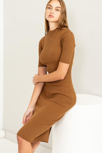 Load image into Gallery viewer, Love Lane Ribbed Dress in Camel
