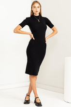 Load image into Gallery viewer, Love Lane Ribbed Dress in Black
