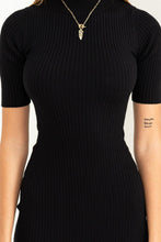 Load image into Gallery viewer, Love Lane Ribbed Dress in Black
